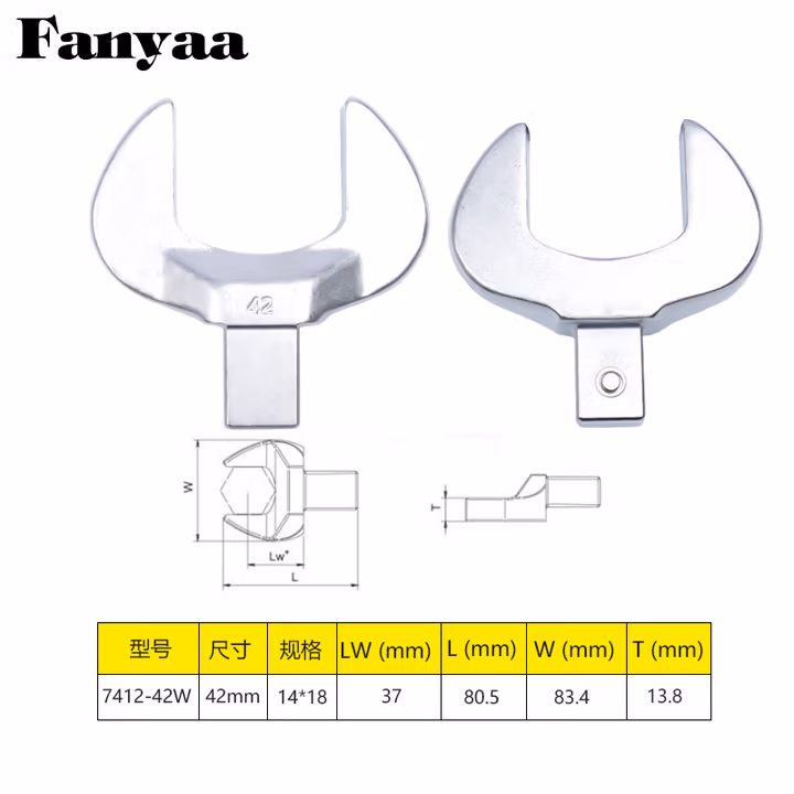 Fanyaa/泛亚 14*18凹方头可换头扭矩扳手开口交换头 7412-42W