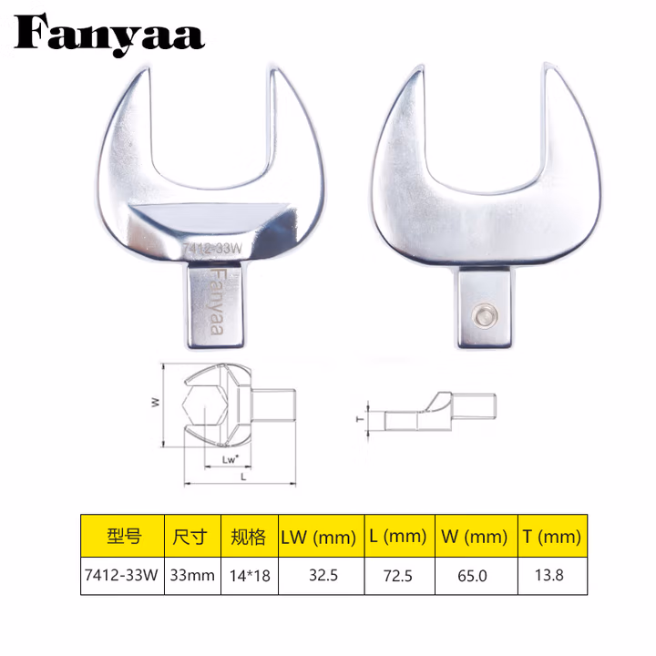 Fanyaa/泛亚 14*18凹方头可换头扭矩扳手开口交换头 7412-33W