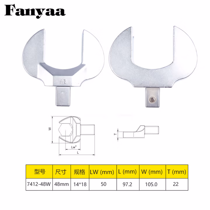 Fanyaa/泛亚 14*18凹方头可换头扭矩扳手开口交换头 7412-48W