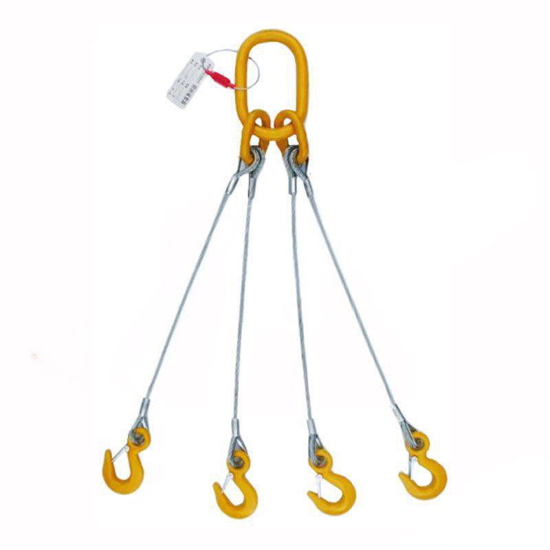 PPU/品尔优 四腿钢丝绳成套压制索具(美式眼型货钩) UPF36-7.5M-≤额载24.5t ＜≤6额载17.5t -7.5m