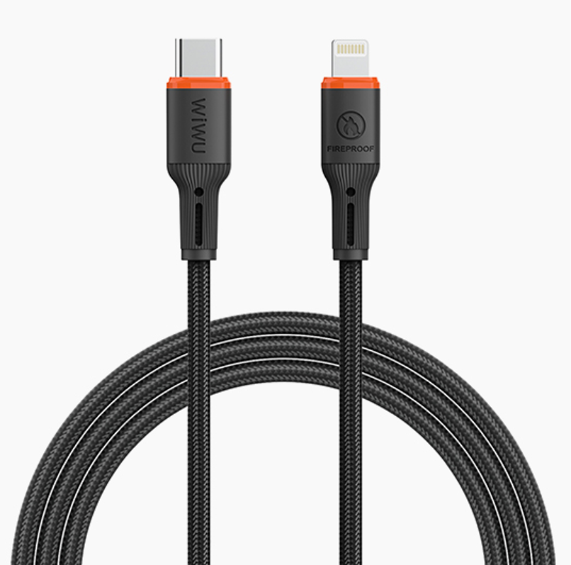 WiWU 阻燃一号充电线 Wi-C098(C-C)1.2m 黑
