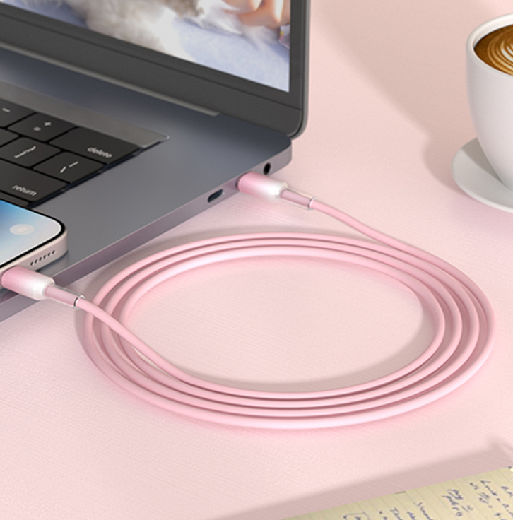 WiWU 流光系列硅胶数据线Wi-C062/Wi-C063粉色C-L（27W）