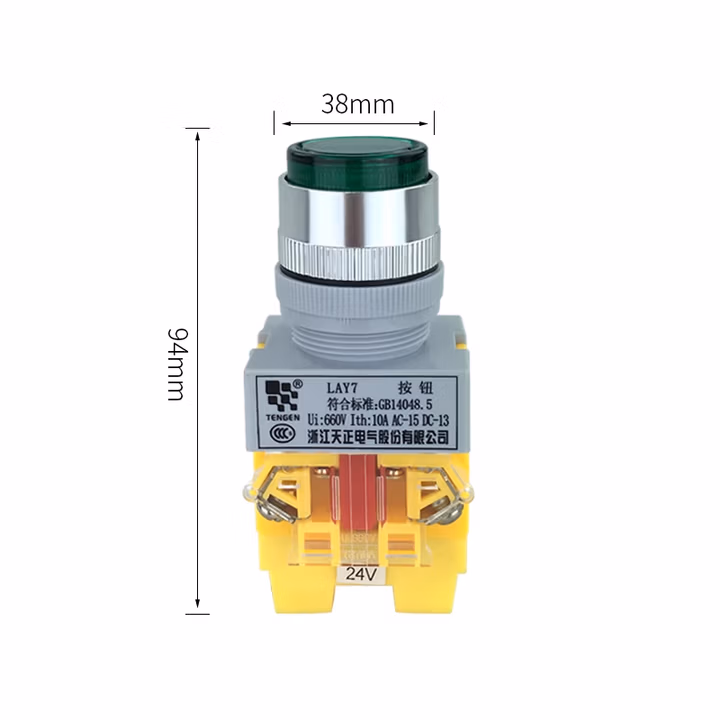 TENGEN/天正 按钮 LAY7-11DZS 带灯自锁 绿 24V