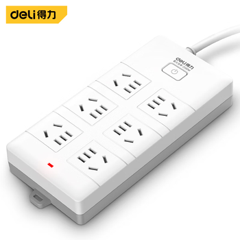 DELI/得力 deli得力T820618延长线插座6组1.8米PE袋装(白)(个) T820618