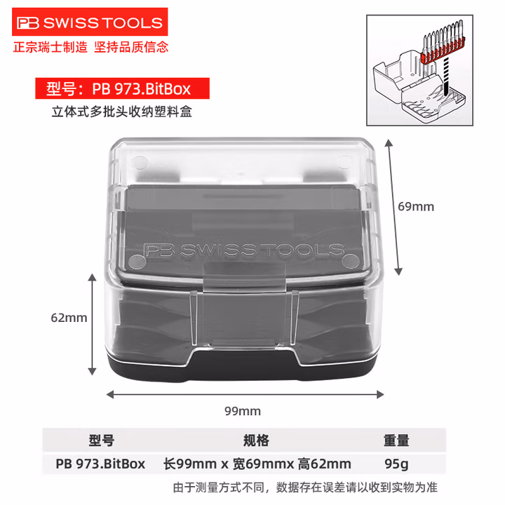 PB SWISS TOOLS/ 瑞铂 立体式多批头收纳塑料盒 PB 973.BitBox