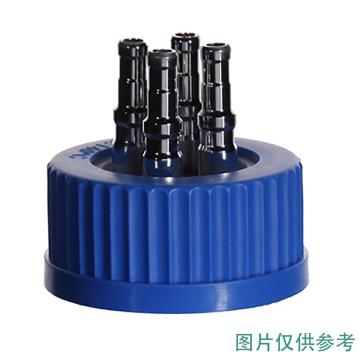 LEIGU/垒固 GL45补料瓶瓶盖（中号6-8mm），四通，W-020704，304不锈钢，PP盖，硅胶密封圈 W-020704