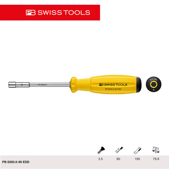 PB SWISS TOOLS/ 瑞铂 ESD双组份套筒螺丝刀 6.0×90 PB 8200.6-90 ESD