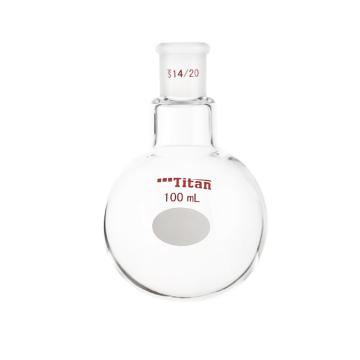 Titan/泰坦 单颈圆底球瓶，厚壁高强度，磨口：14/20，100ml 特优级，TF301100，1个 TF301100