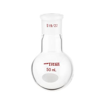 Titan/泰坦 单颈圆底球瓶，厚壁高强度，磨口：19/22，50ml 特优级 爆款，TF301950，1个 TF301950