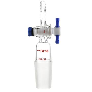 Titan/泰坦 直型抽气接头，具四氟节门，磨口：29/42，2mm节门孔径 特优级，TA702942，1个 TA702942