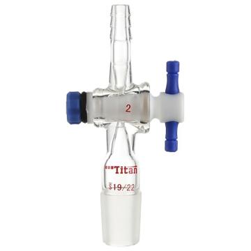 Titan/泰坦 直型抽气接头，具四氟节门，磨口：19/22，2mm节门孔径 特优级 爆款，TA701922，1个 TA701922