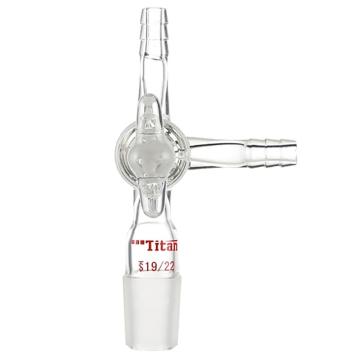 Titan/泰坦 三通接头，外磨口：19/22，具2mmT型三通玻璃节门 特优级，TA681922G，1个 TA681922G