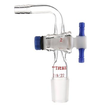 Titan/泰坦 90°抽气接头，具四氟节门塞，磨口：19/22 特优级，TA381922，1个 TA381922