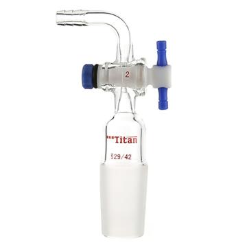 Titan/泰坦 90°抽气接头，具四氟节门塞，磨口：29/42 特优级，TA382942，1个 TA382942