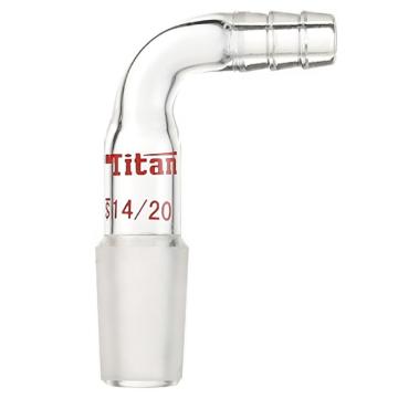 Titan/泰坦 90°抽气接头，磨口：14/20，φ8mm小咀接口 特优级，TA921420，1个 TA921420