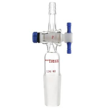 Titan/泰坦 直型抽气接头，具四氟节门，磨口：24/40，2mm节门孔径 特优级，TA702440，1个 TA702440