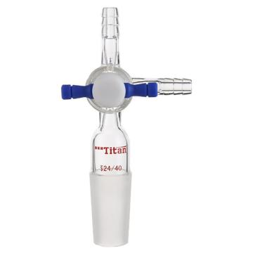 Titan/泰坦 三通接头，外磨口：24/40，具2mmT型三通四氟节门 特优级 爆款，TA682440，1个 TA682440