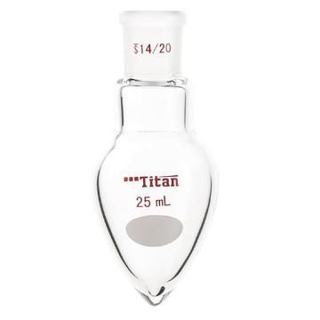 Titan/泰坦 厚壁鸡心磨口烧瓶，高强度，磨口：14/20，25ml，脖加长15mm 特优级，TF321225L，1个 TF321225L