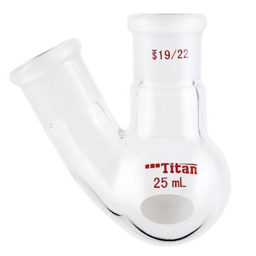 Titan/泰坦 厚壁斜两口瓶，高强度，中间磨口：19/22，侧磨口：19/22，25ml 特优级，TF419925，个/，1个 TF419925