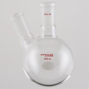 Titan/泰坦 厚壁斜两口瓶，高强度，中间磨口：24/40，侧磨口：24/40，500ml 特优级，TF414504，个/，1个 TF414504