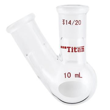 Titan/泰坦 厚壁斜两口瓶，高强度，中间磨口：14/20，侧磨口：14/20，10ml 特优级，TF411110，个/，1个 TF411110