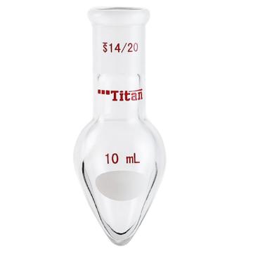 Titan/泰坦 厚壁鸡心磨口烧瓶，高强度，磨口：14/20，10ml，脖加长15mm 特优级，TF321410L，1个 TF321410L