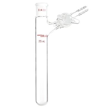Titan/泰坦 反应管，内磨口14/20，玻璃节门，25ml 特优级，TF891425，1个 TF891425