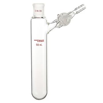 Titan/泰坦 反应管，内磨口14/20，玻璃节门，50ml 特优级，TF891450，1个 TF891450
