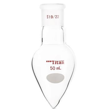 Titan/泰坦 厚壁鸡心磨口烧瓶，高强度，磨口：19/22，50ml，脖加长15mm 特优级 爆款，TF329250L，1个 TF329250L