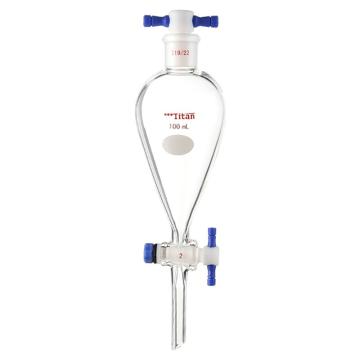 Titan/泰坦 分液漏斗，上磨口：19/22，2mm，四氟塞子，100ml 特优级，TF479100，个/，1个 TF479100