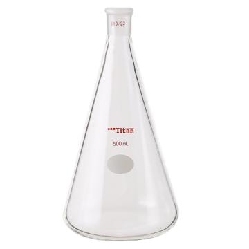 Titan/泰坦 三角瓶，厚壁高强度，磨口：19#，500ml 特优级，TF669500-1，1个 TF669500-1