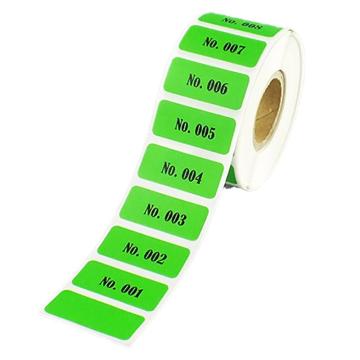 Titan/泰坦 连号标签，绿色，25×4cm，号码：No.001～800，高档型，防水防化防撕，800小张/卷 TYBQ-0059