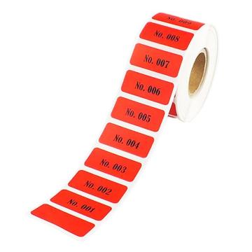 Titan/泰坦 连号标签，红色，13×3cm，号码：No.001～800，高档型，防水防化防撕，800小张/卷 TYBQ-0052