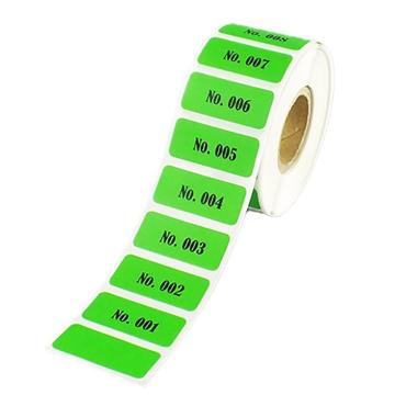 Titan/泰坦 连号标签，绿色，13×3cm，号码：No.001～800，高档型，防水防化防撕，800小张/卷 TYBQ-0054