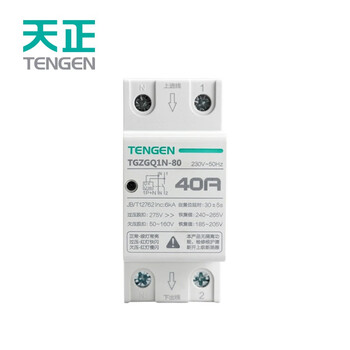 TENGEN/天正 自恢复式过欠压保护器 TGZGQ1N-80 1P+N 20A 下进线(祥云3.0)