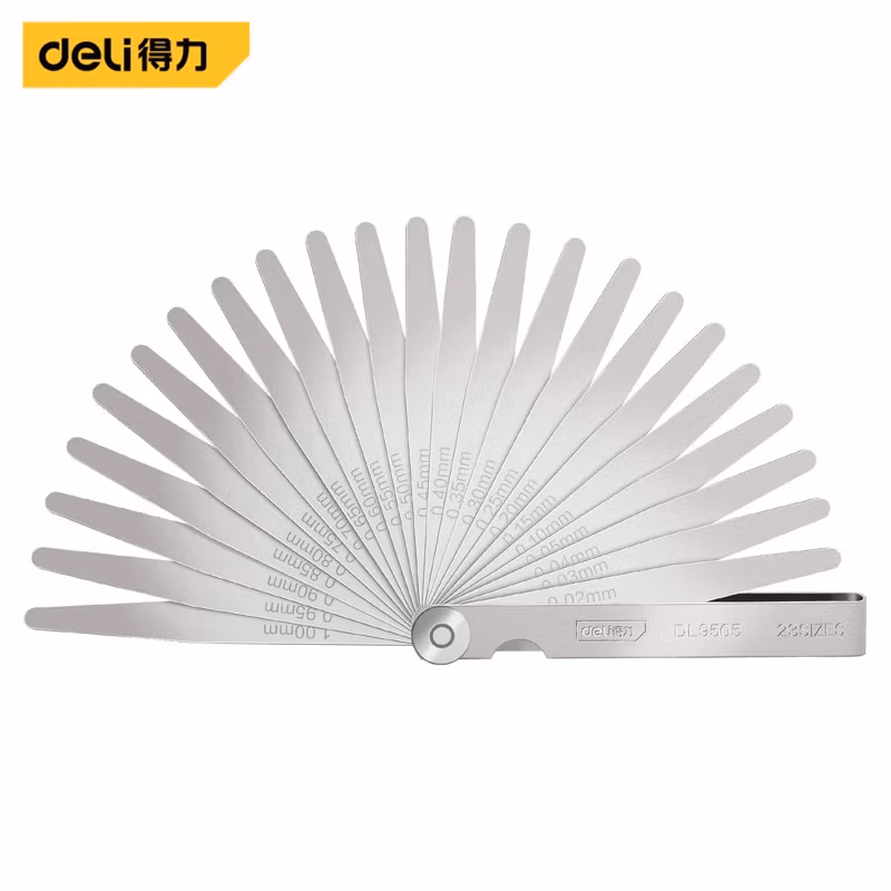 deli得力DL9506塞尺100Lx0.02-1.00mm_32件套(银)(把