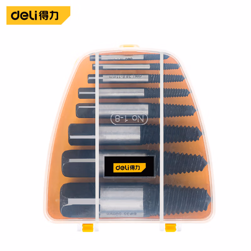 deli得力DH-QCQ008-WD1_螺丝取出器8件套(黑)(盒)