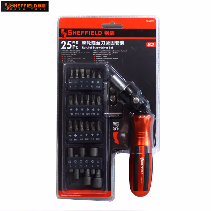 SHEFFIELD/钢盾 25件棘轮螺丝批紧固套装 S056502