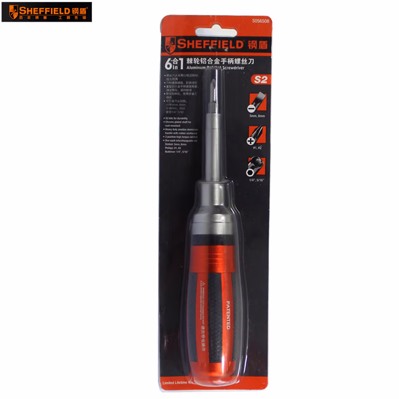 SHEFFIELD/钢盾 6用棘轮铝合金手柄螺丝批 S056508