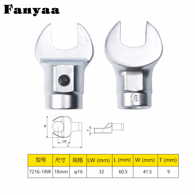 Fanyaa/泛亚 φ16mm凸圆柱可换头扭矩扳手开口交换头 7216-18W