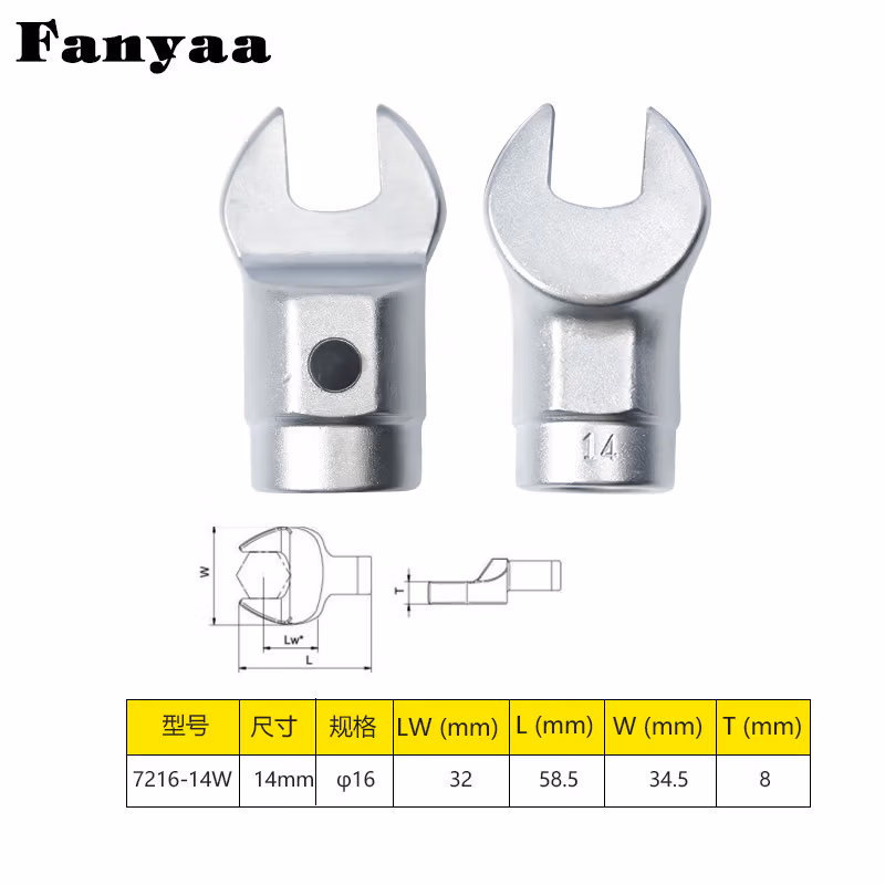 Fanyaa/泛亚 φ16mm凸圆柱可换头扭矩扳手开口交换头 7216-14W