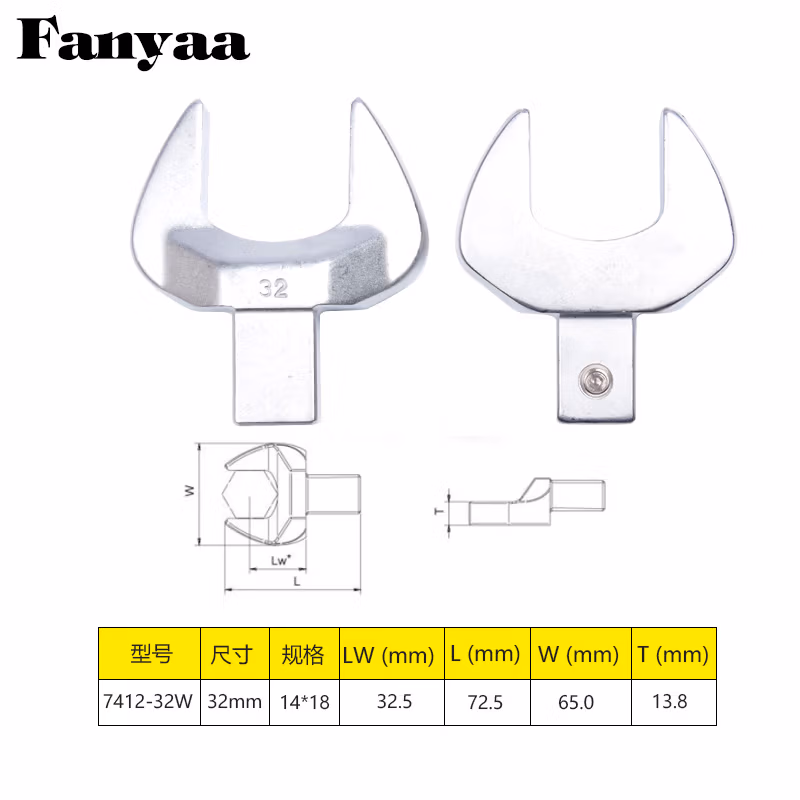 Fanyaa/泛亚 14*18凹方头可换头扭矩扳手开口交换头 7412-32W