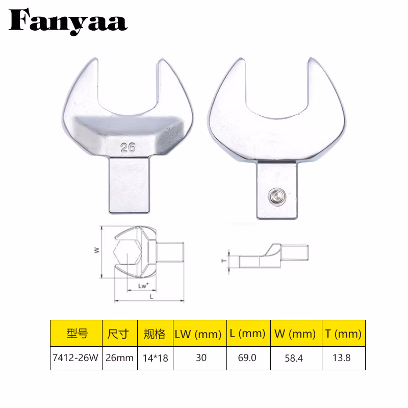 Fanyaa/泛亚 14*18凹方头可换头扭矩扳手开口交换头 7412-26W