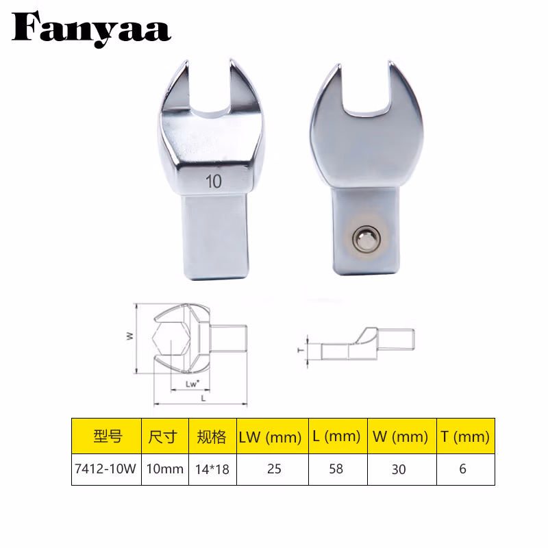 Fanyaa/泛亚 14*18凹方头可换头扭矩扳手开口交换头 7412-10W