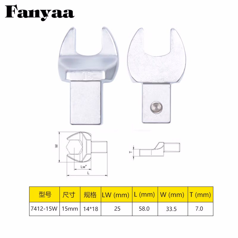 Fanyaa/泛亚 14*18凹方头可换头扭矩扳手开口交换头 7412-15W
