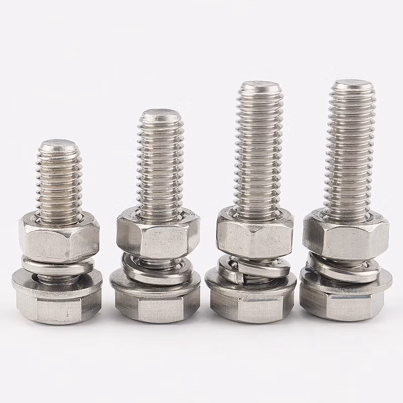 海斯迪克 304不锈钢外六角螺丝DIN933螺母平垫弹垫套装 全牙螺栓四件套组合HKsq-465 M3*10(120套)