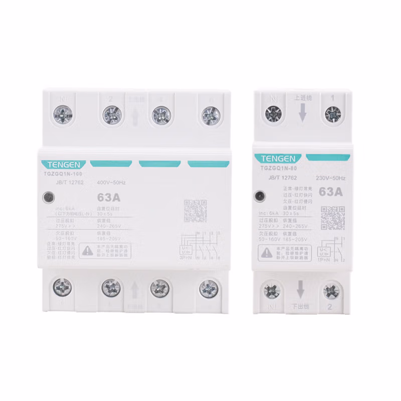 TENGEN/天正 自恢复式过欠压保护器 TGZGQ1N-80 1P+N 80A 下进线(祥云3.0)