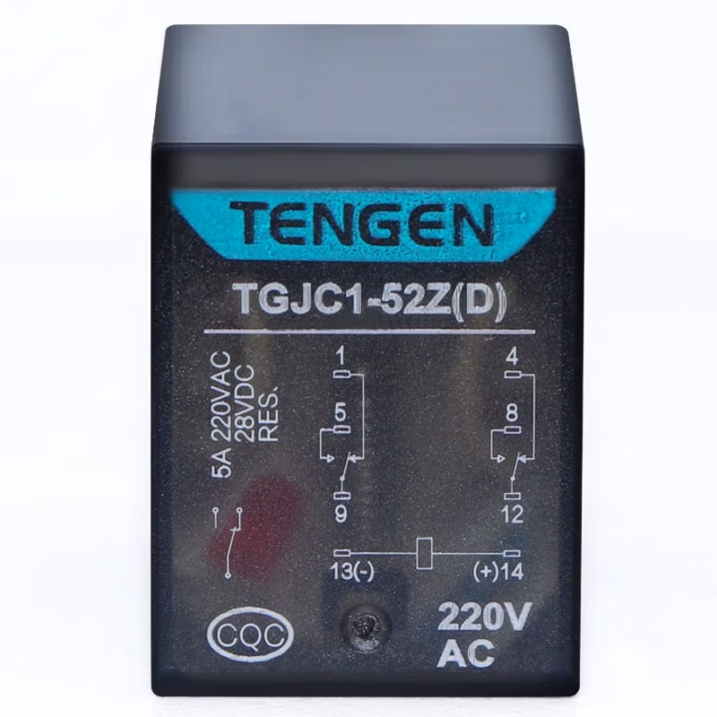 TENGEN/天正 小型电磁继电器 TGJC1-52Z AC220V 60Hz 带灯(祥云3.0)