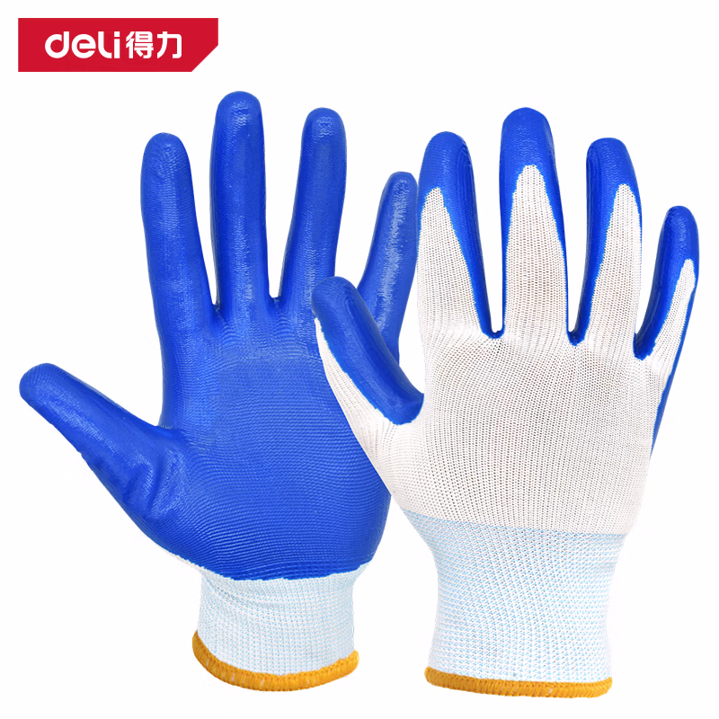 DELI/得力 deli得力DL521031涤纶丁腈涂层手套L码(蓝)(12副/包) DL521031