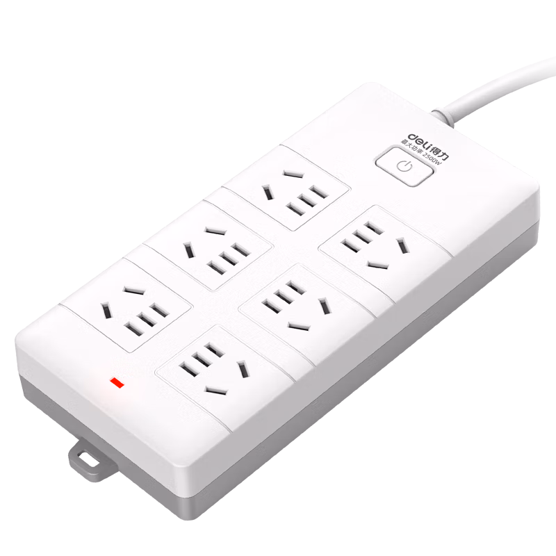 DELI/得力 deli得力T820630延长线插座6组3米PE袋装(白)(个) T820630